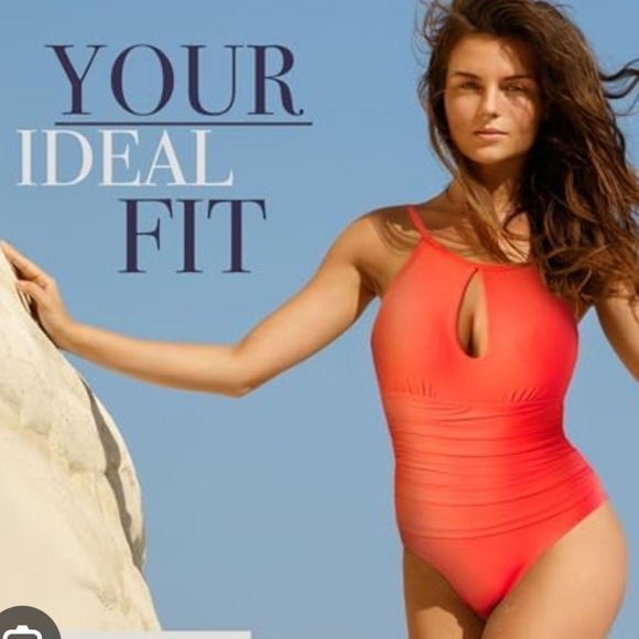 Ellen Tracy Women High Neck Over the Shoulder One Piece keyhole Swimsuit Size 10 - Picture 4 of 15